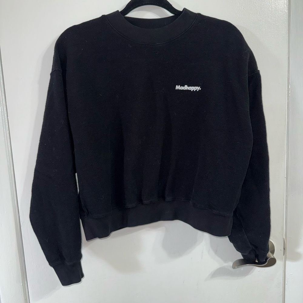 Madhappy Terry Cloth Cropped Sweatshirt in Black Size Medium